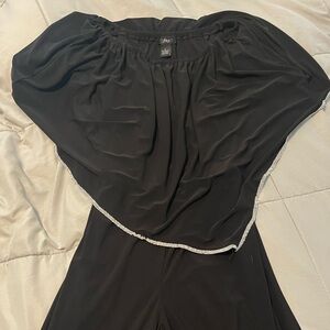 J.B.S. Black Off-Shoulder Jumpsuit with Rhinestone Detail